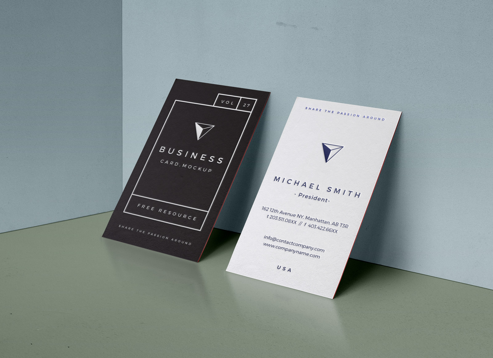 Free Letterpress Vertical Business Card Mockup PSD - Good Mockups