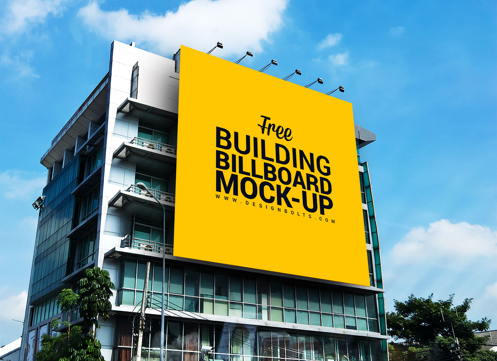 Free Outdoor Advertisement Building Branding Mockup PSD - Good Mockups