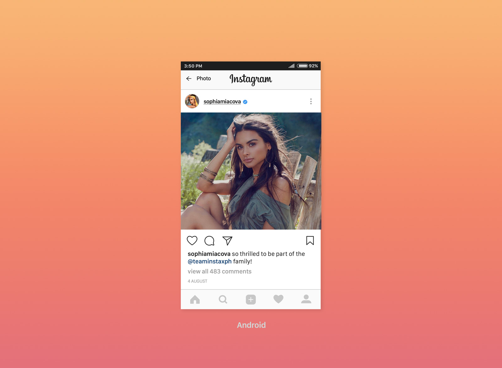 Free Instagram Feed Screen UI Mockup 2017 Good Mockups