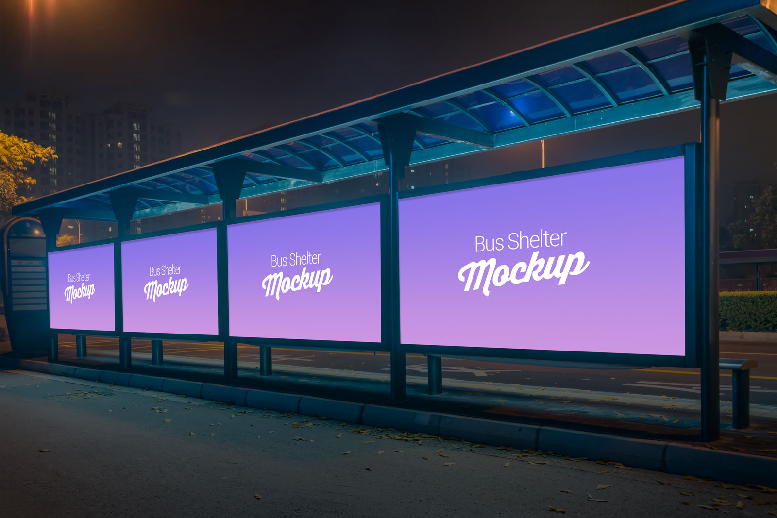 Free Outdoor Advertising Billboard Bus Shelter Mockup PSD - Good Mockups