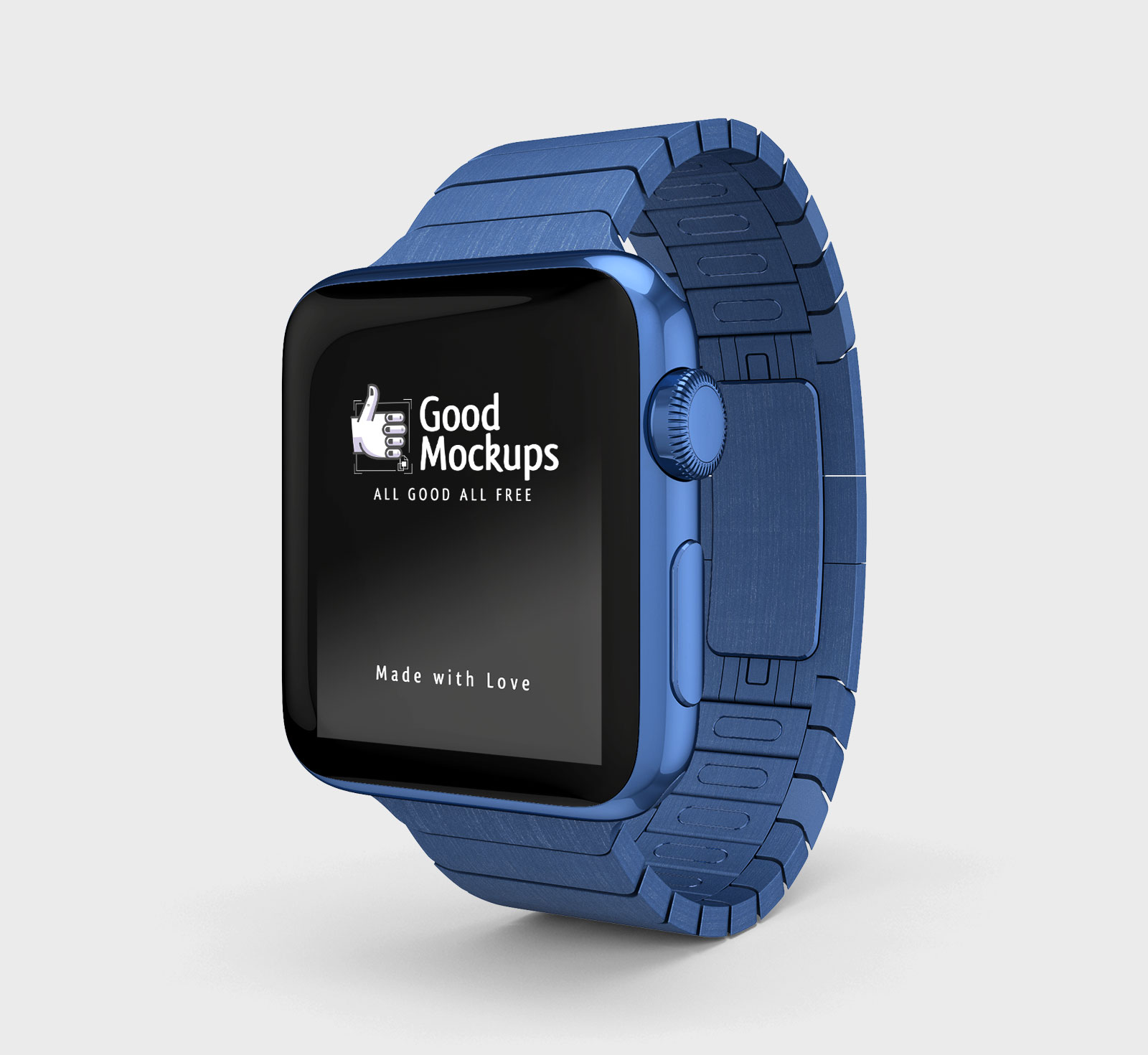 Download Free Apple Watch Mockup PSD with Stainless Steel Strap ...