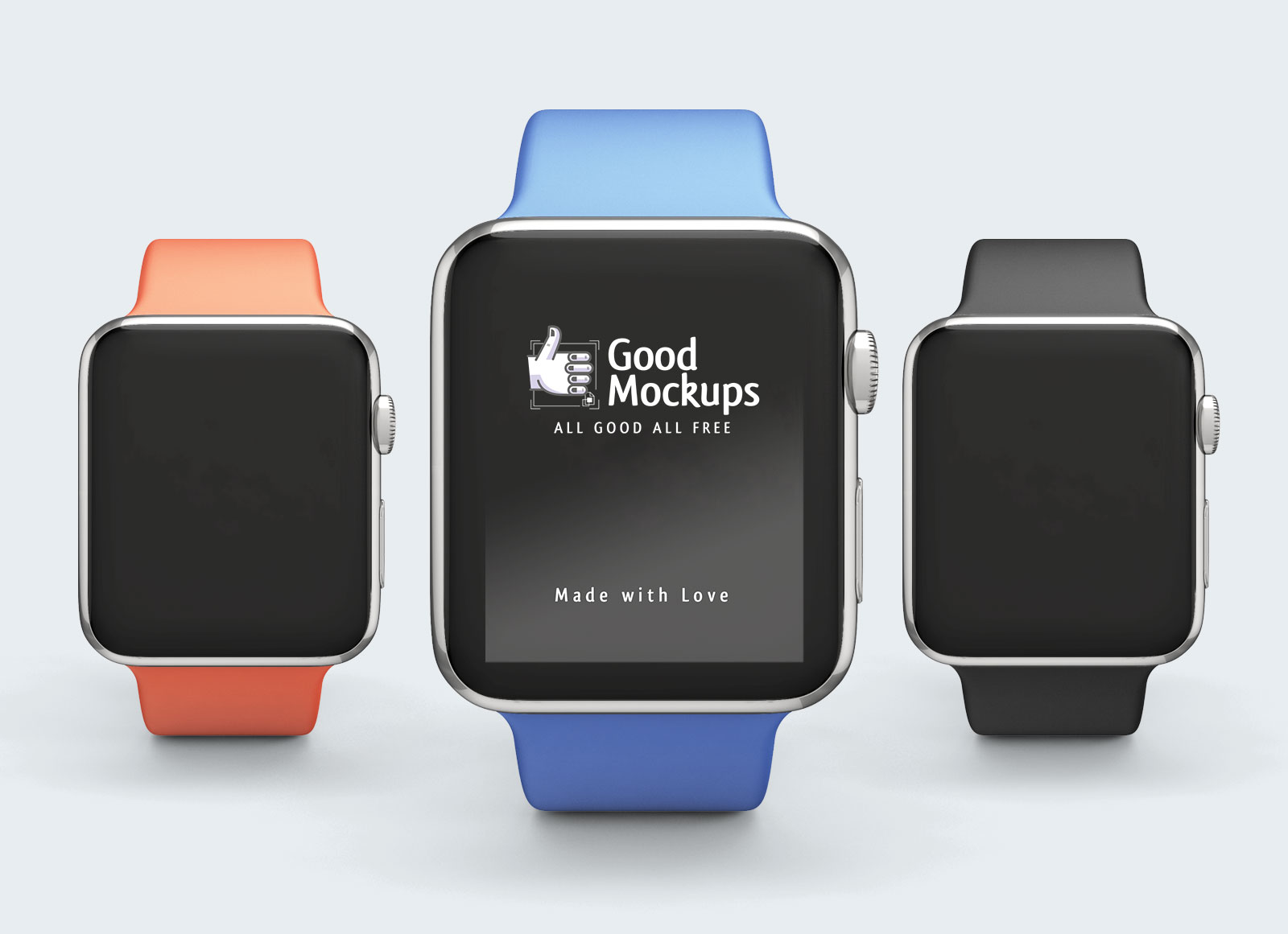Download Free Apple Watch Mockup PSD with Changeable Sport Band Color - Good Mockups