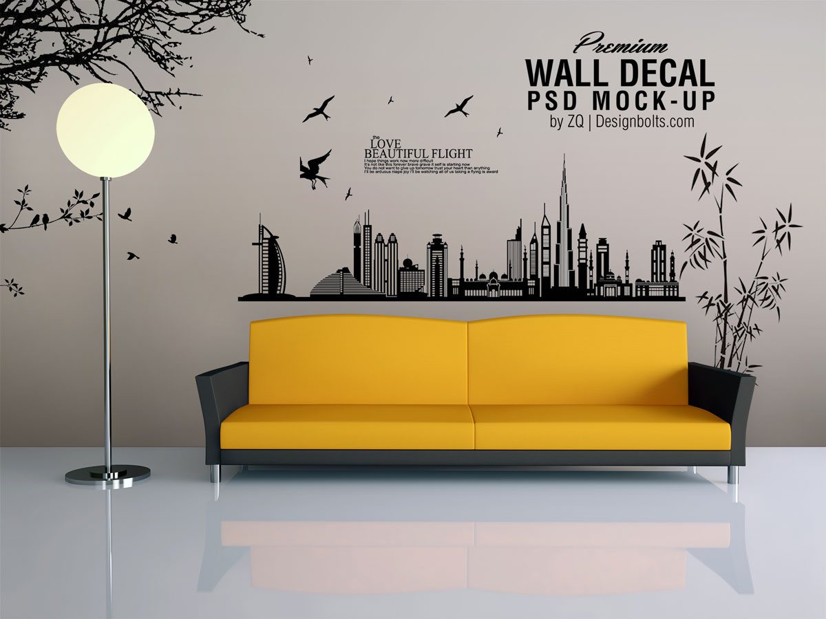 Download Free Vinyl Wall Decal Sticker Mockup PSD - Good Mockups