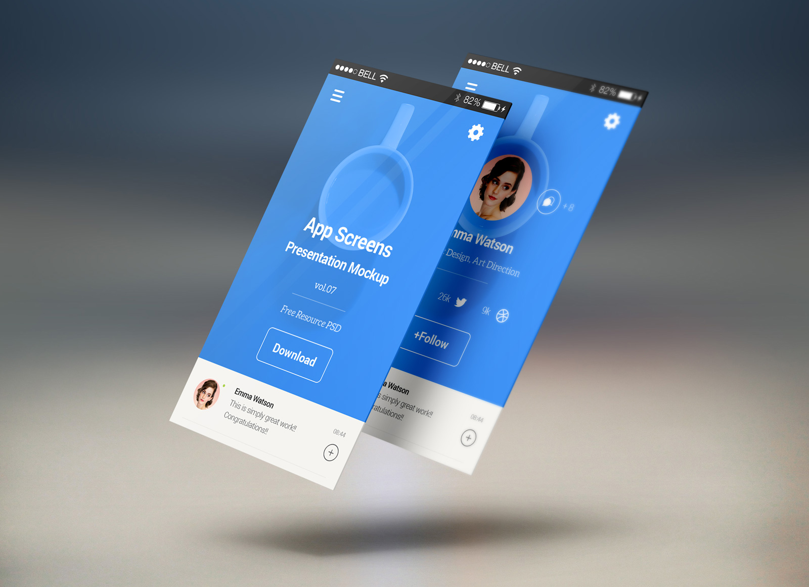 Download Free Mobile App Screens Presentation Mockup PSD - Good Mockups