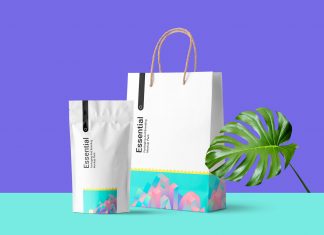 Free-Paper-Shopping-Bag-&-Plastic-Pouch-Bag-Mockup-PSD
