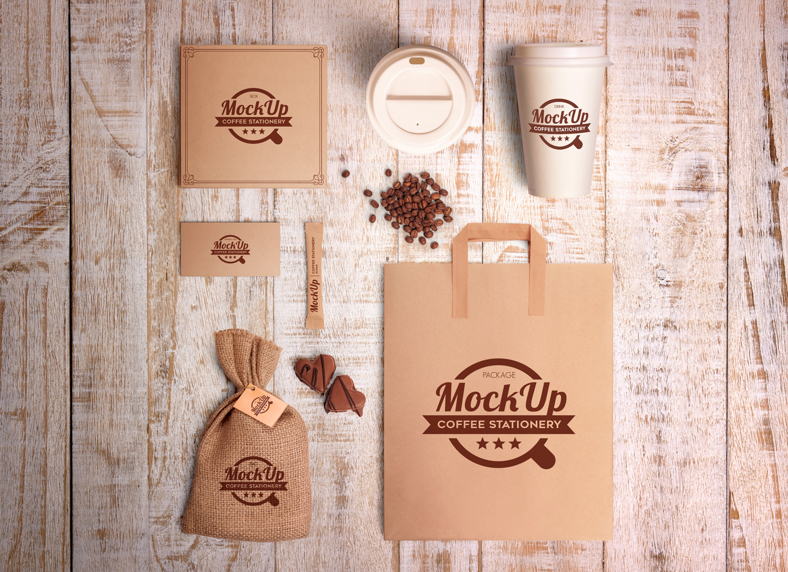 Download Free Pizza Box Packaging, Coffee Cup & Stationery Mockup ...