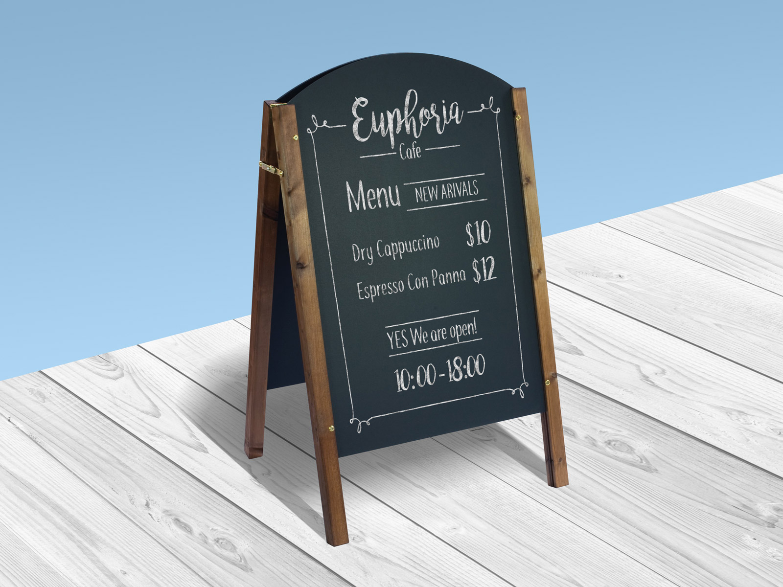 Download Free A-Stand Wooden Chalkboard Mockup PSD - Good Mockups