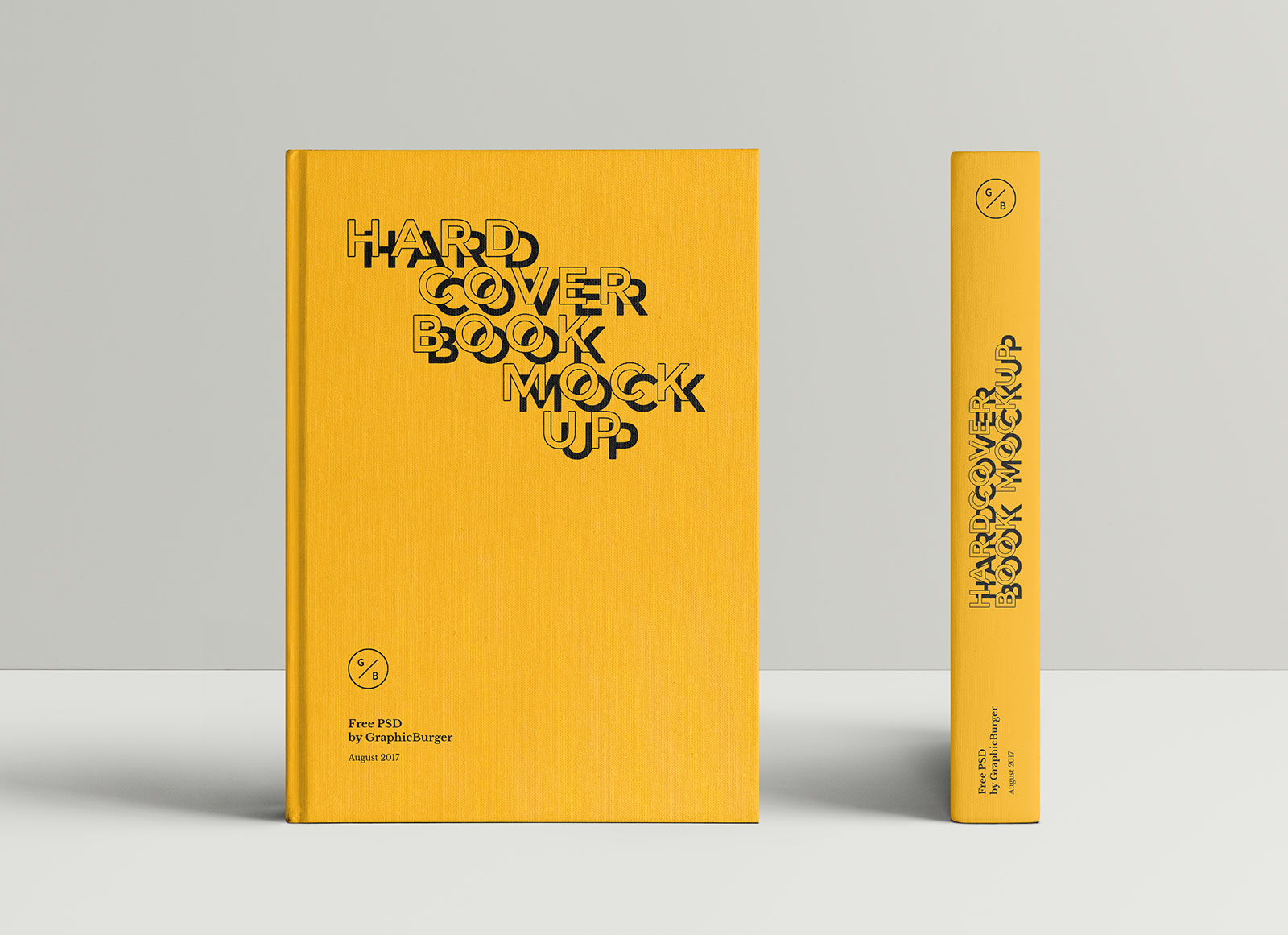 Free A5 Hardcover Book & Spine Mockup PSD Template Good Mockups