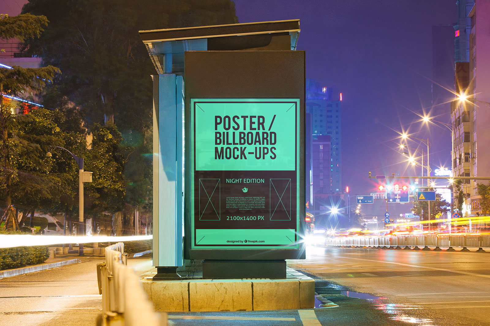 Free-Outdoor-Advertising-Bus-Shelter-Poster-Mockup-PSD