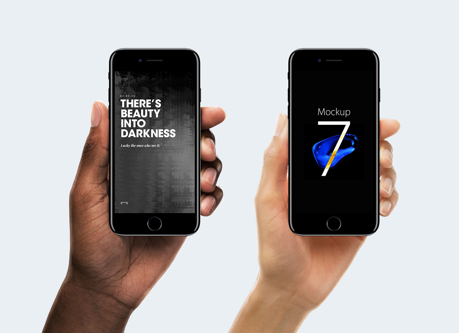 Free Apple iPhone 7 Jet Black in Hand Photo Mockup PSD - Good Mockups