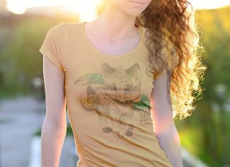 Free-Female-T-Shirt-Photo-Mockup-PSD