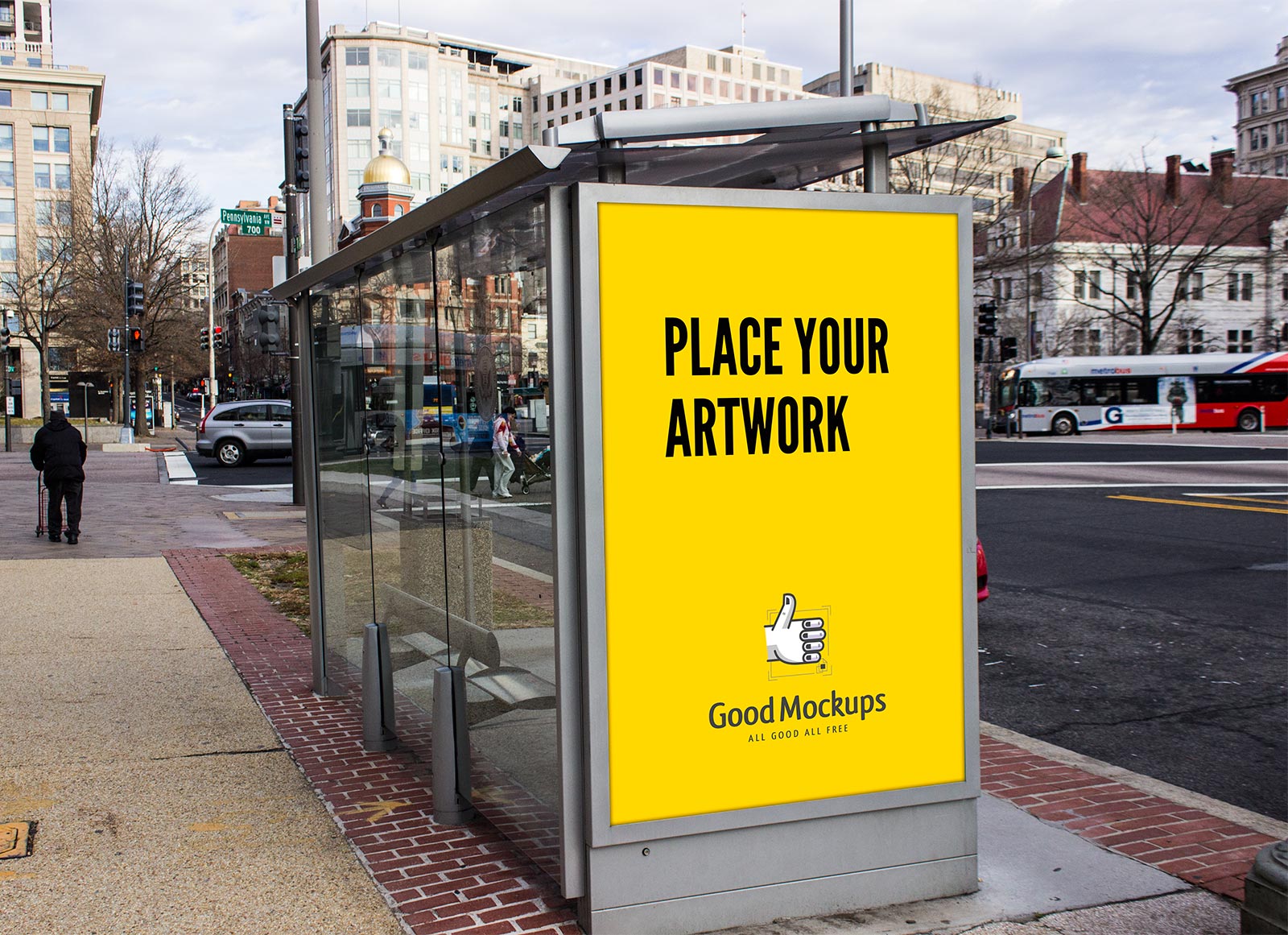 Free Outdoor Advertising Bus Stop Mockup Psd Good Mockups