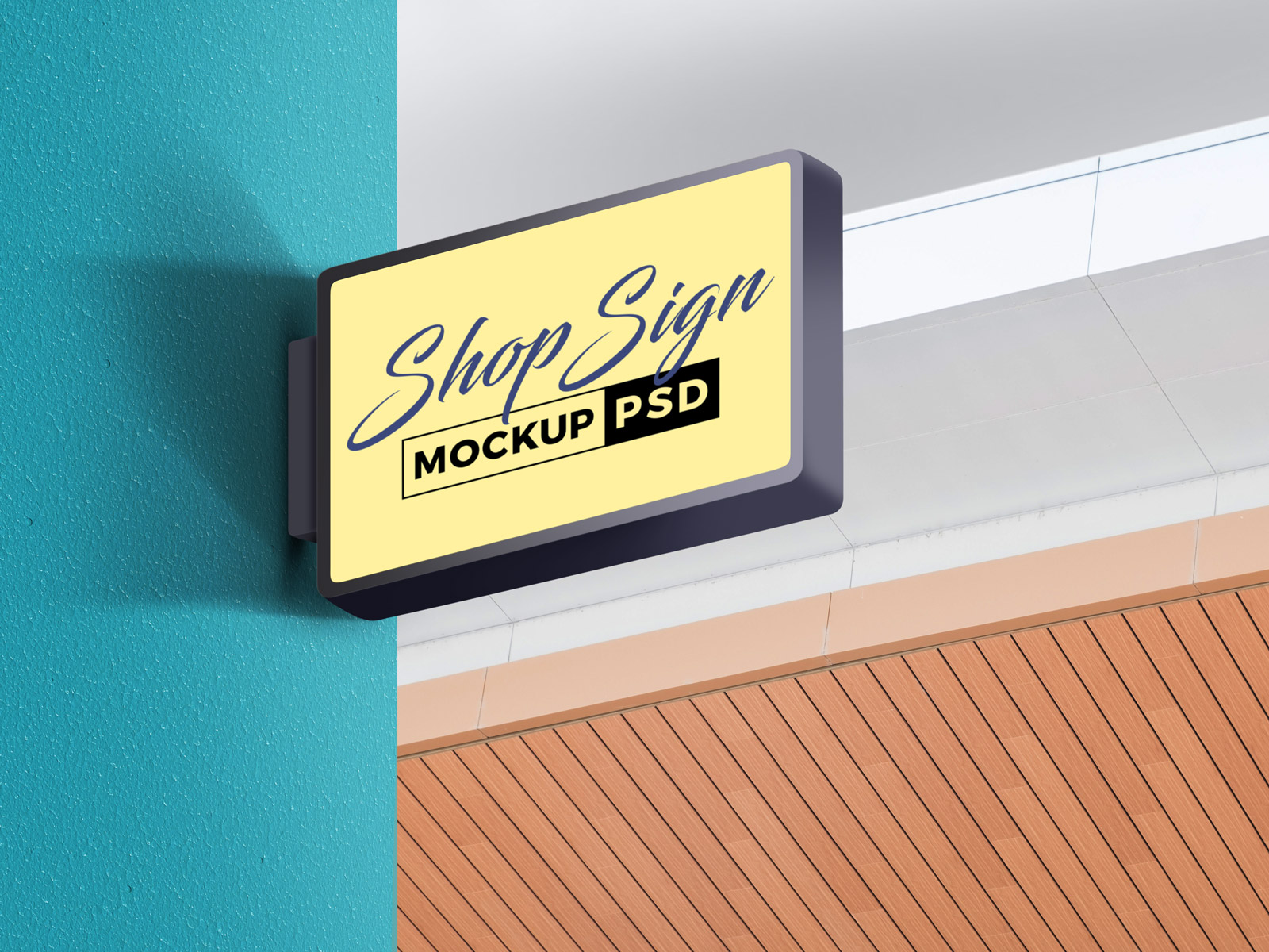 Free Store Wall Mounted Signage Mockup PSD - Good Mockups
