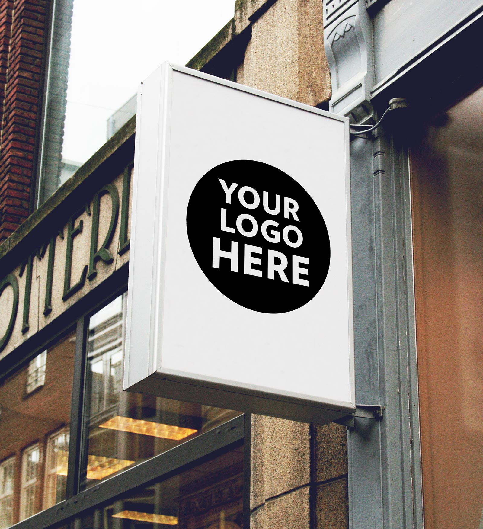 8 Free Wall Mounted Backlit Shop Sign Board Mockup