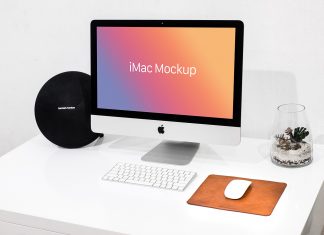 Free-Apple-iMac-Mockup-on-White-Desk