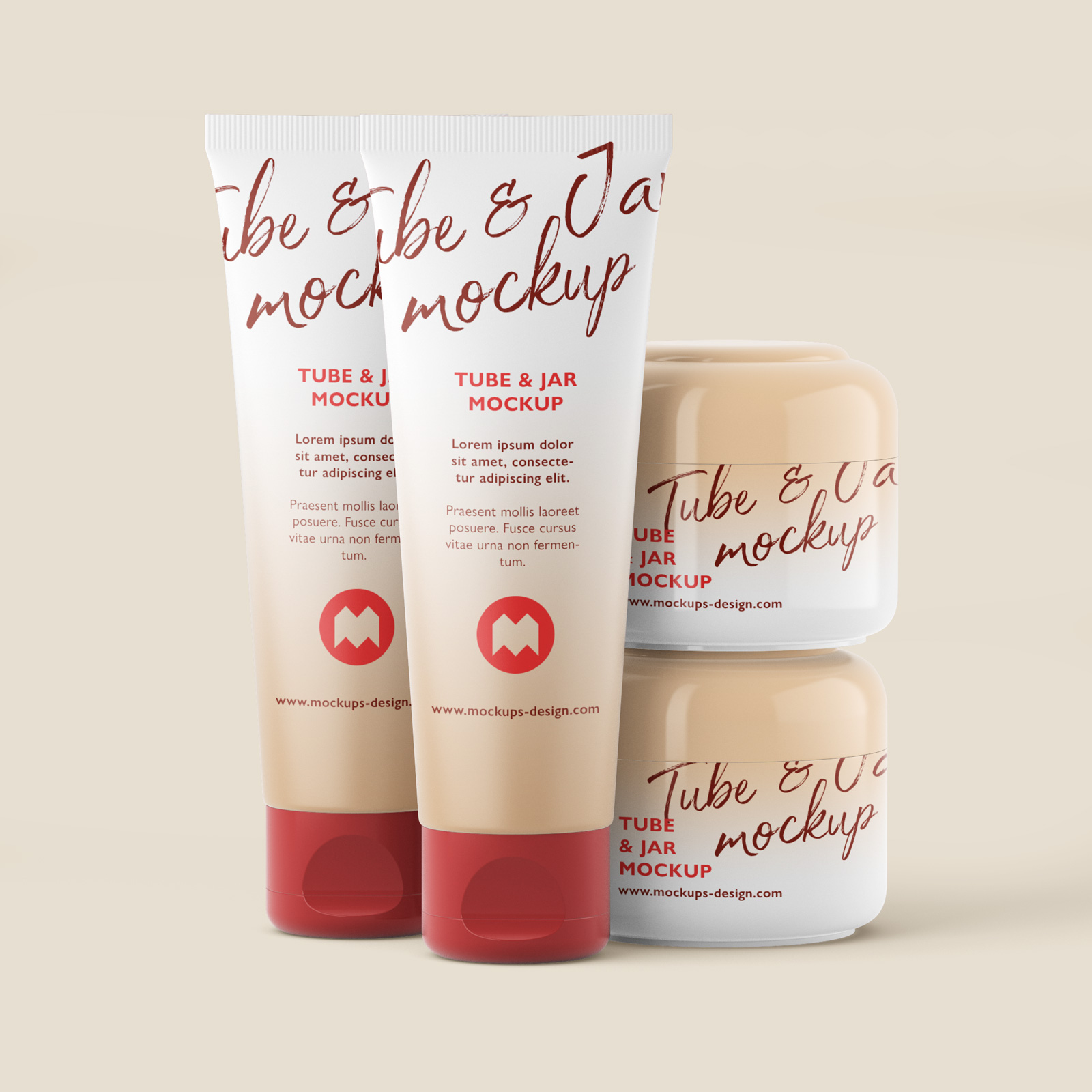 Free Cosmetic Cream Tube & Jar Container Mockup PSD Files 2
