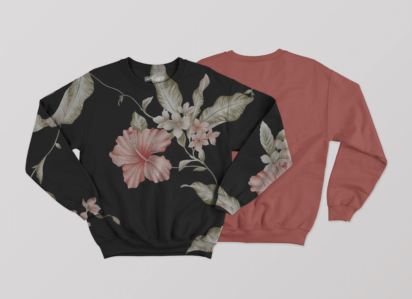 Free Front & Back Crewneck Sweatshirt Mockup PSD