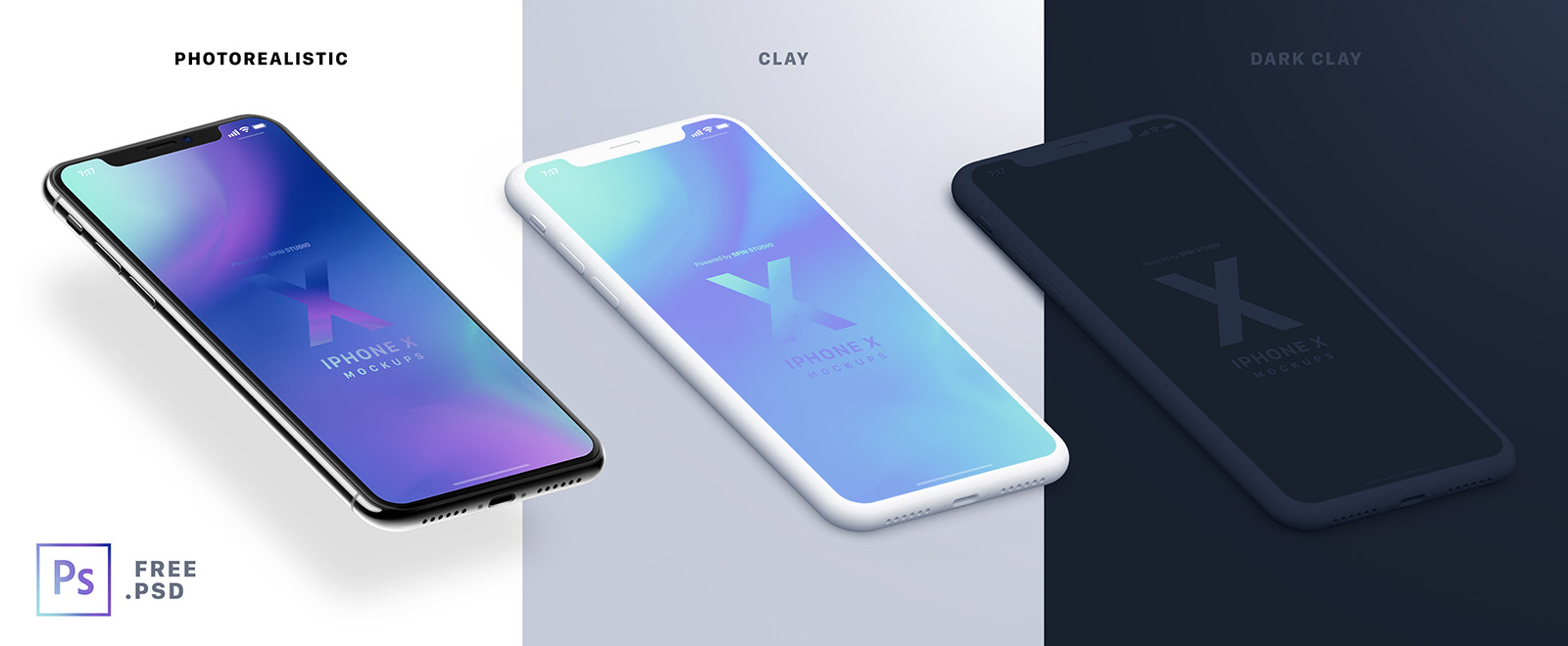 Free-Isometric-Clay-&-Realistic-iPhone-X-PSD-Mockups