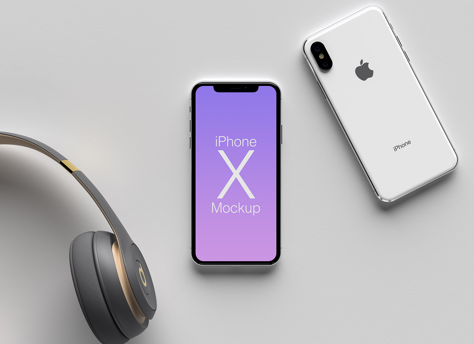 Free Apple iPhone X Front & Back Mockup PSD 3D Render
