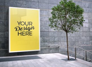 Free-Outdoor-Advertising-Wall-Mounted-Billboard-Mockup-PSD