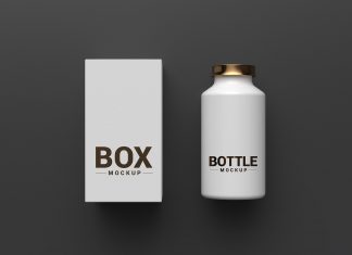 Free-Cosmetic-Bottle-&-Box-Packaging-Mockup-PSD