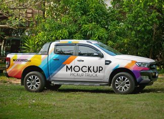 Free-Vehicle-Branding-Pickup-Truck-Mockup-PSD