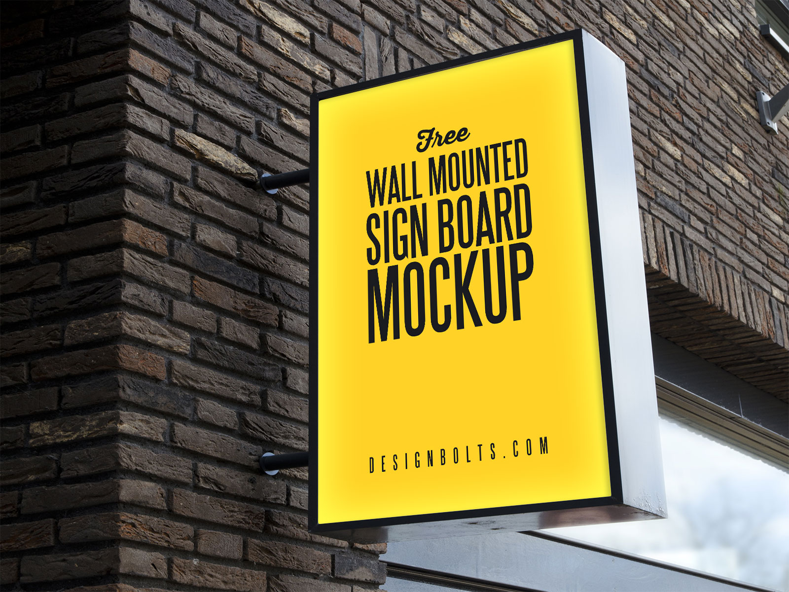 Download Free Wall Mounted Backlit Shop Sign Board Mockup PSD - Good Mockups