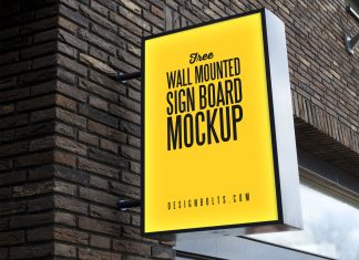 Free-Outdoor-Advertising-Wall-Mounted-Sign-Board-Mockup-PSD