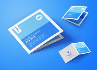 Free Square Bi-Fold Brochure Mockup PSD Set (9)
