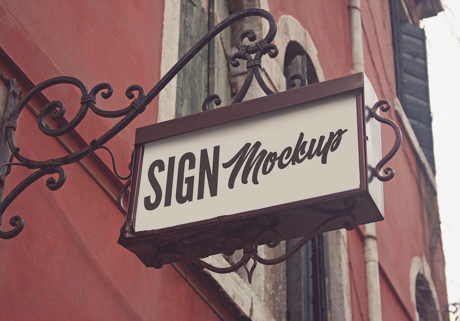 Download Free Vintage Wall Sign Board Mockup PSD - Good Mockups