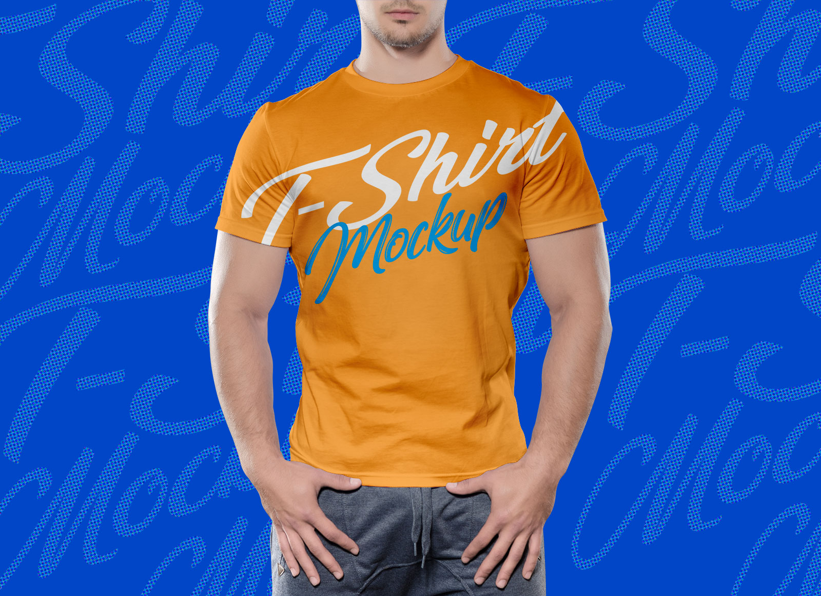 Free-Half-Sleeves-T-shirt-Mockup-PSD