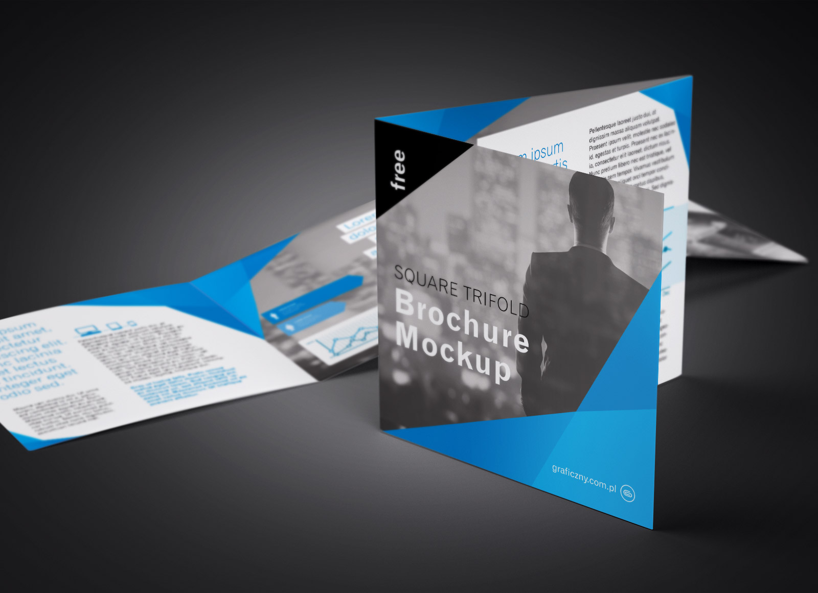 Free Tri-Fold (3 Fold) Square Brochure Mockup PSD Set (5)