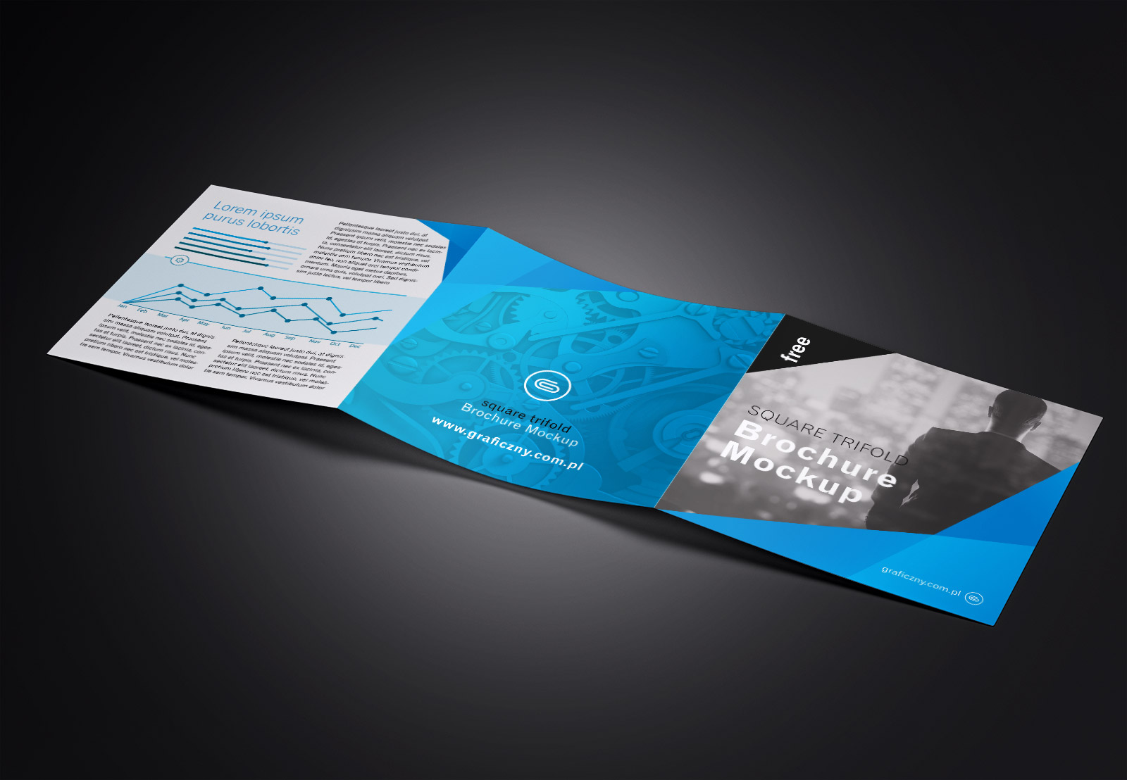 Free Tri-Fold (3 Fold) Square Brochure Mockup PSD Set (6)