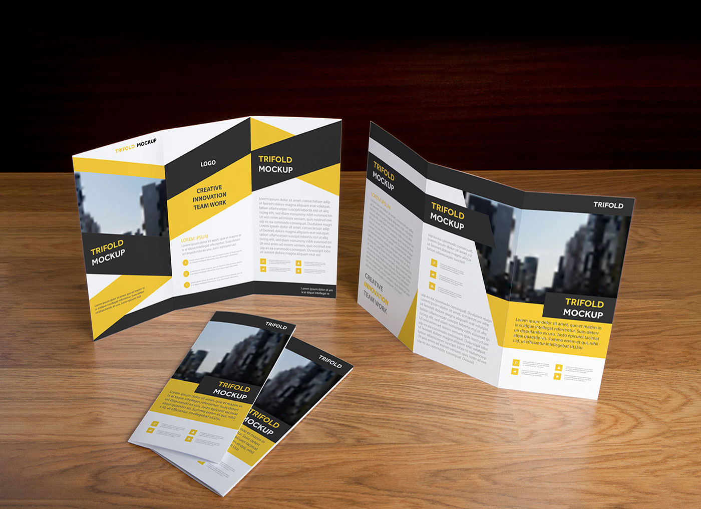 Download Free Front Back Tri Fold Brochure Mockup Psd Presentation Good Mockups