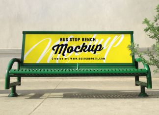 Free-Outdoor-Advertising-Bus-Stop-Bench-Mockup-PSD