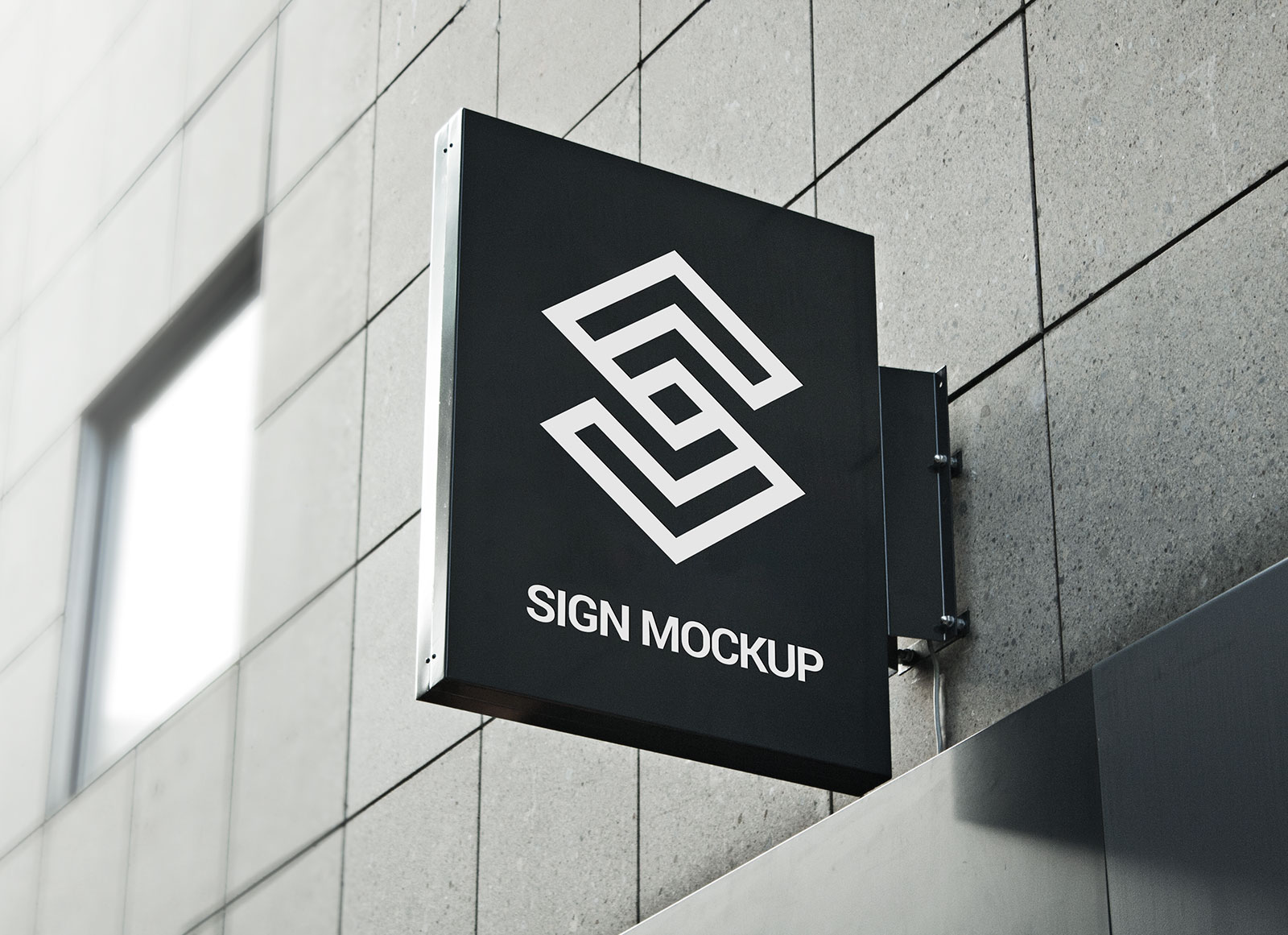 Square Wall Mounted Sign Mockup | Free PSD Templates