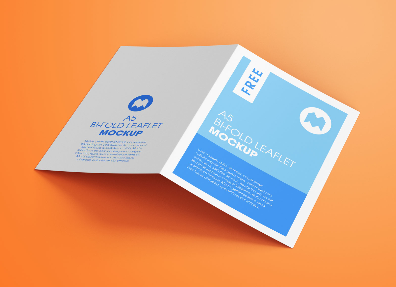 Free A5 Bi-Fold Brochure Leaflet Pamphlet Mockup PSD Set (2)