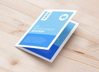 Free A5 Bi-Fold Brochure Leaflet Mockup PSD Set (7)