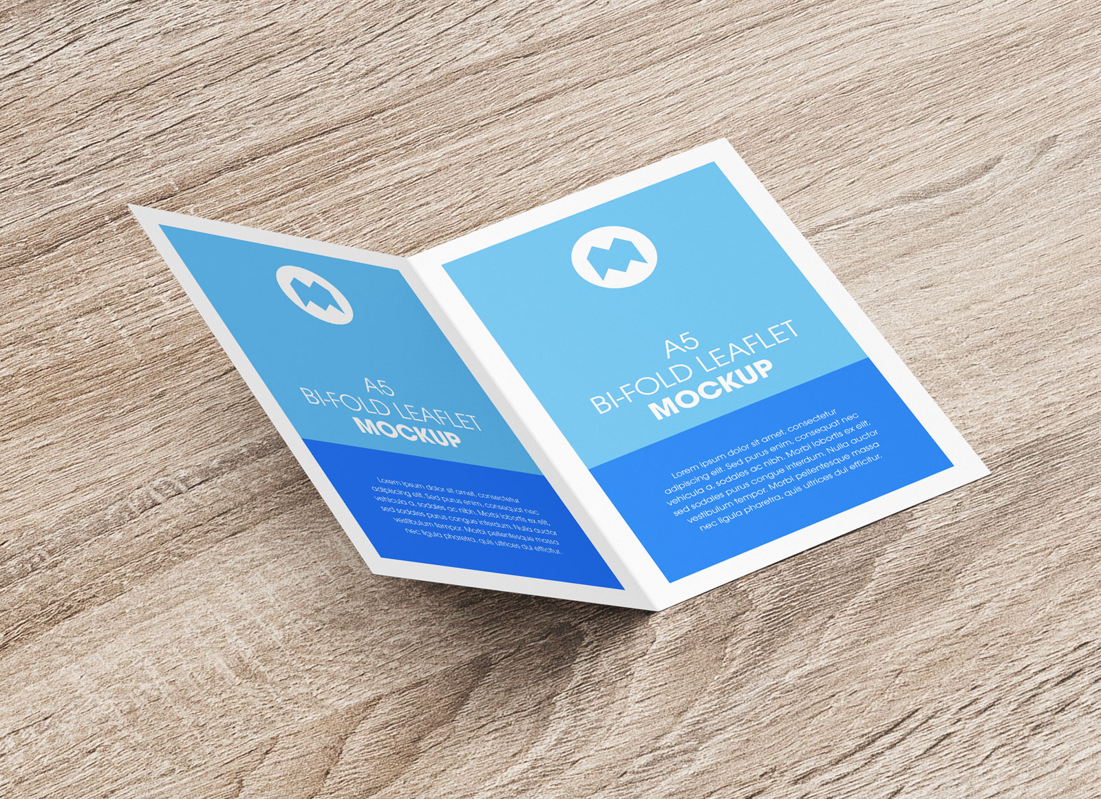 Free A5 Bi-Fold Brochure Leaflet Pamphlet Mockup PSD Set (8)