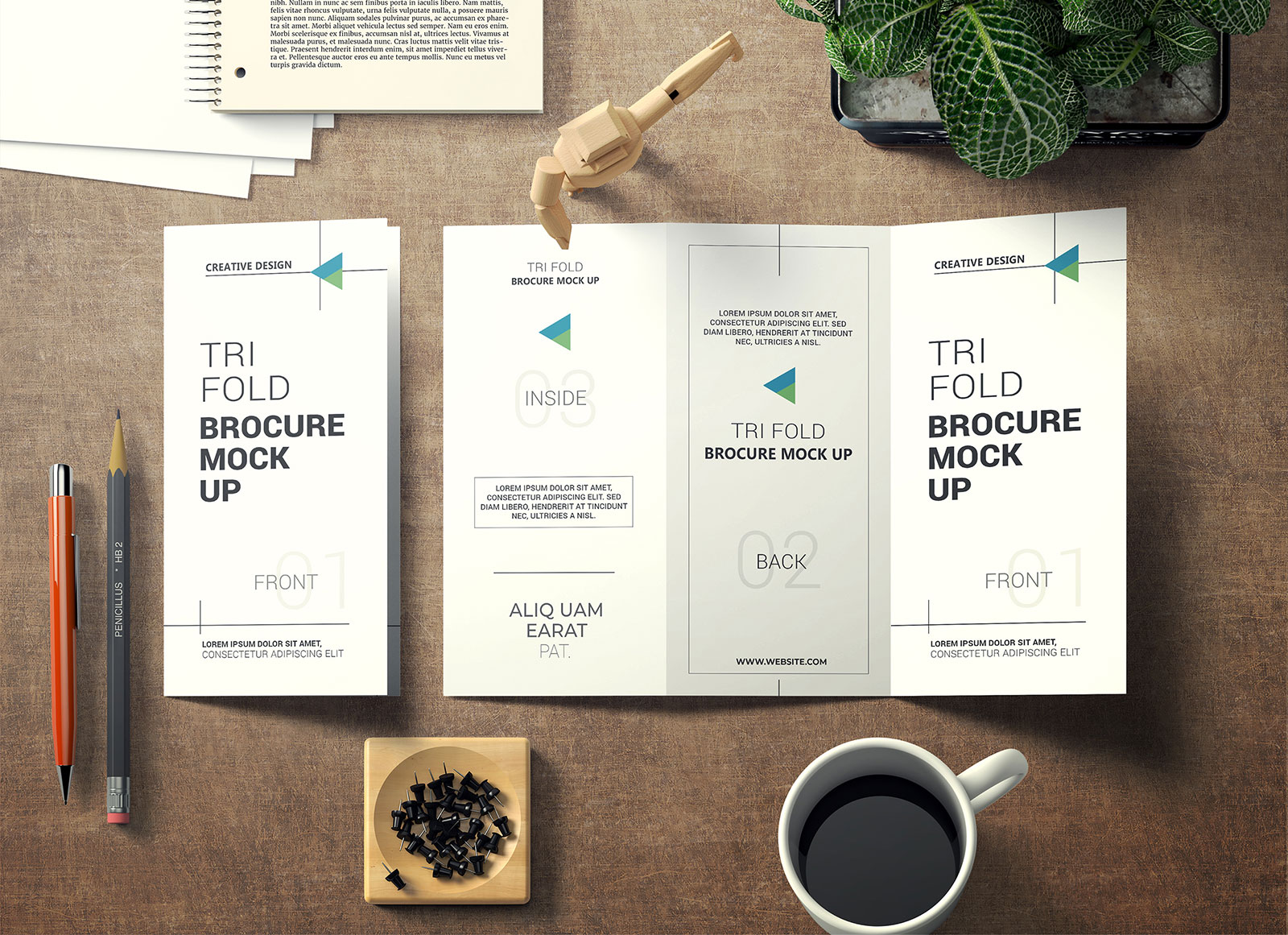 Free-Creative-Presenation-of-Tri-Fold-Brochure-Mockup-PSD