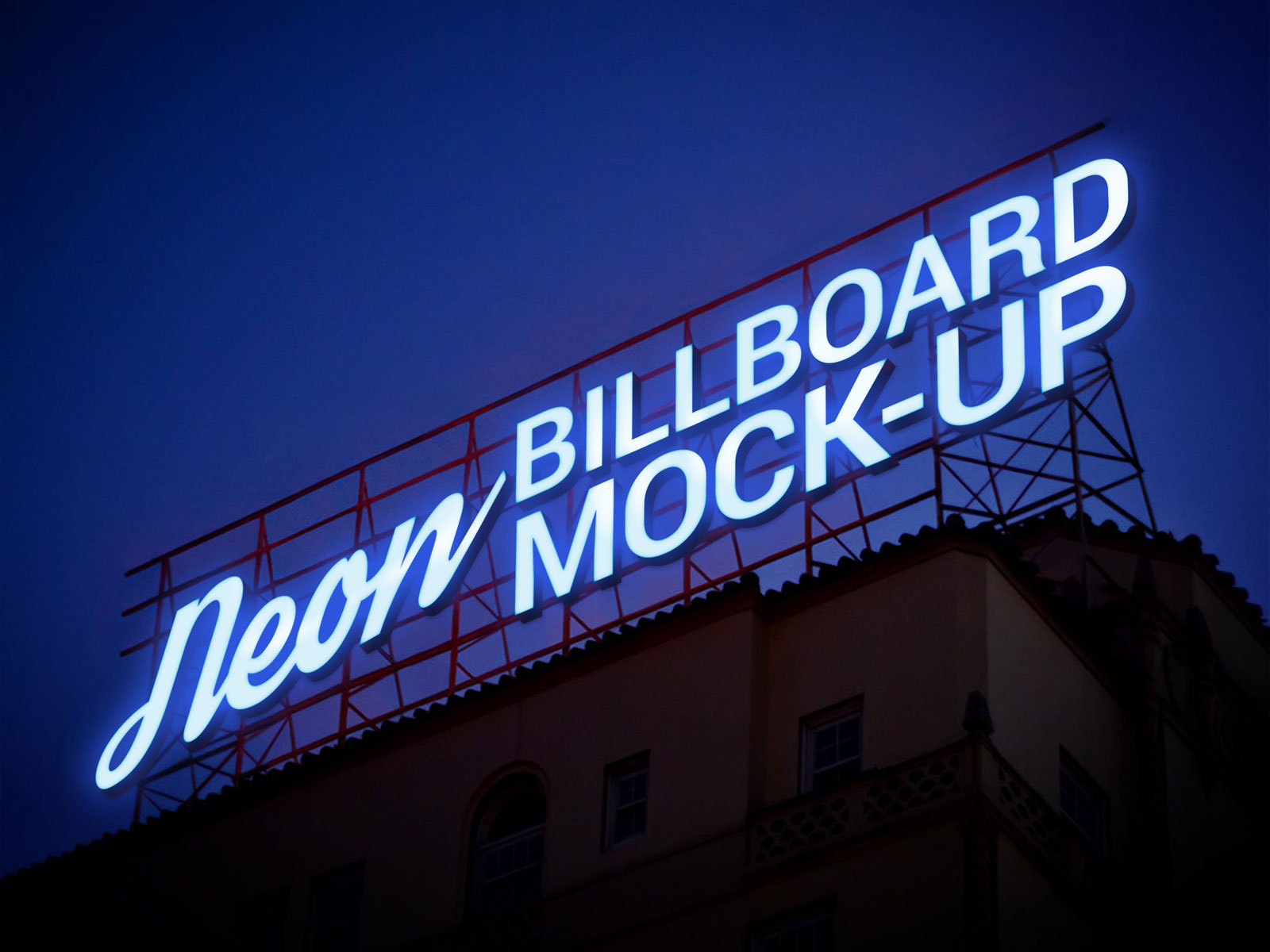 Free Electric Neon Sign Billboard Mockup Psd Good Mockups