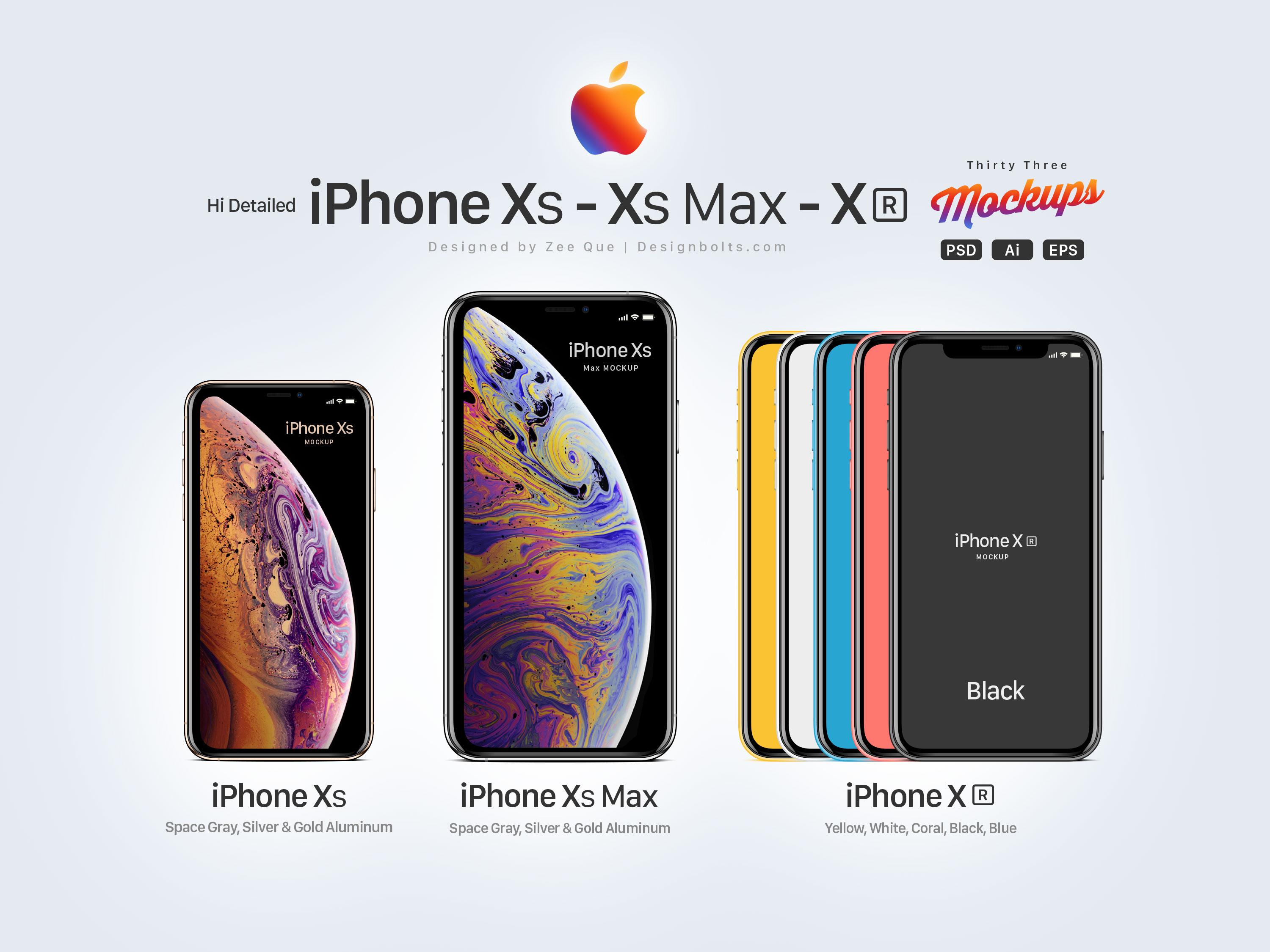 Free Apple Iphone Xs Xs Max Xr Mockup Set In Psd Ai Eps