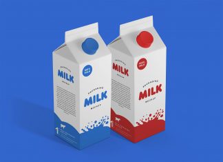 Free Milk Carton Box Packaging Mockup PSD