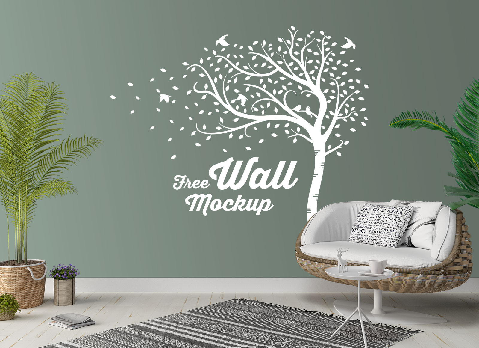 Free Wall Mockup PSD For Decals, Stickers & Murals - Good Mockups