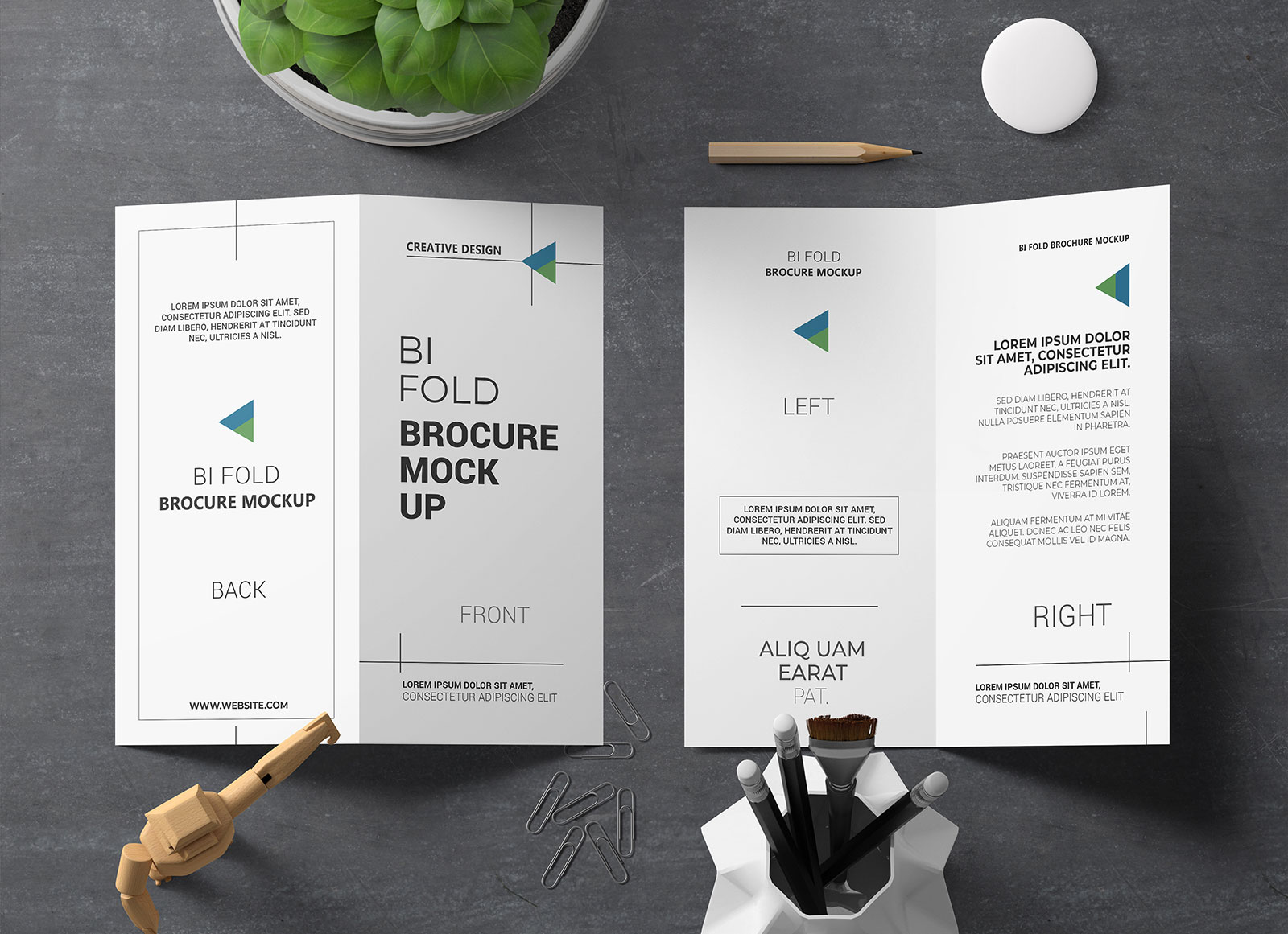 Download Free 2 Fold Brochure Mockup PSD - Good Mockups