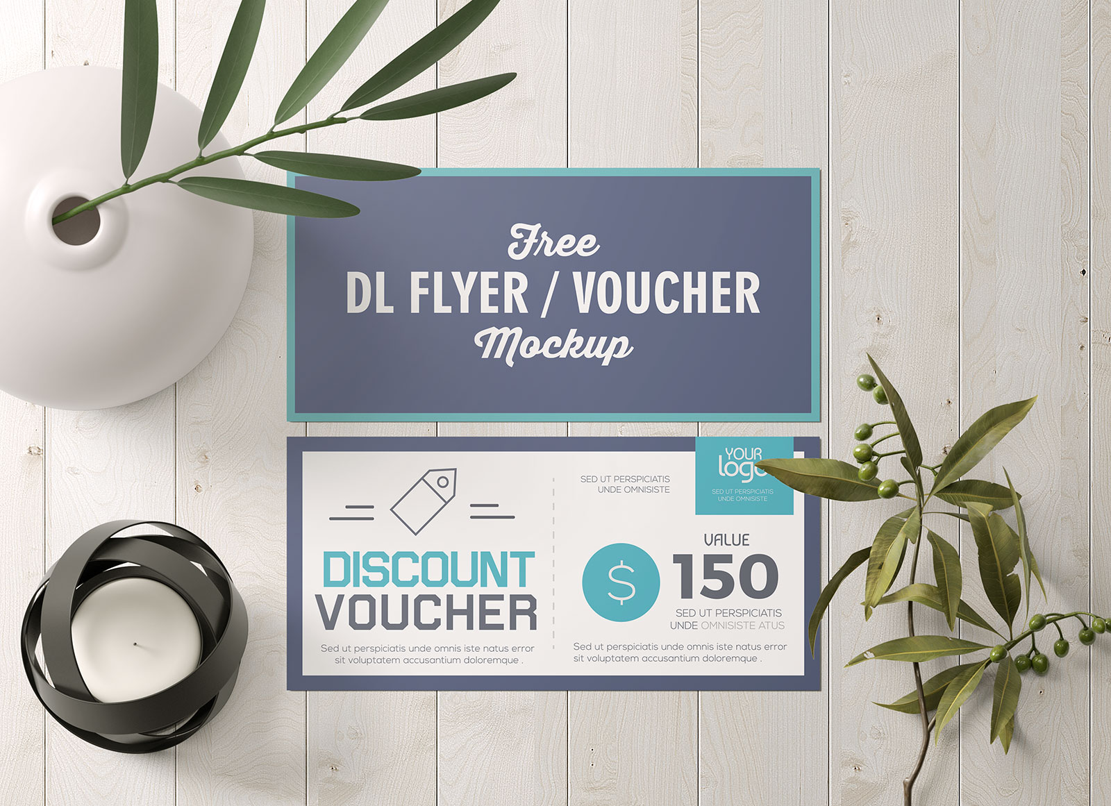 Download Free DL Flyer / Gift Voucher Mockup PSD - Good Mockups