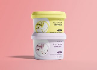 Free-Ice-Cream-Cup-Container-Bucket-Package-Mockup