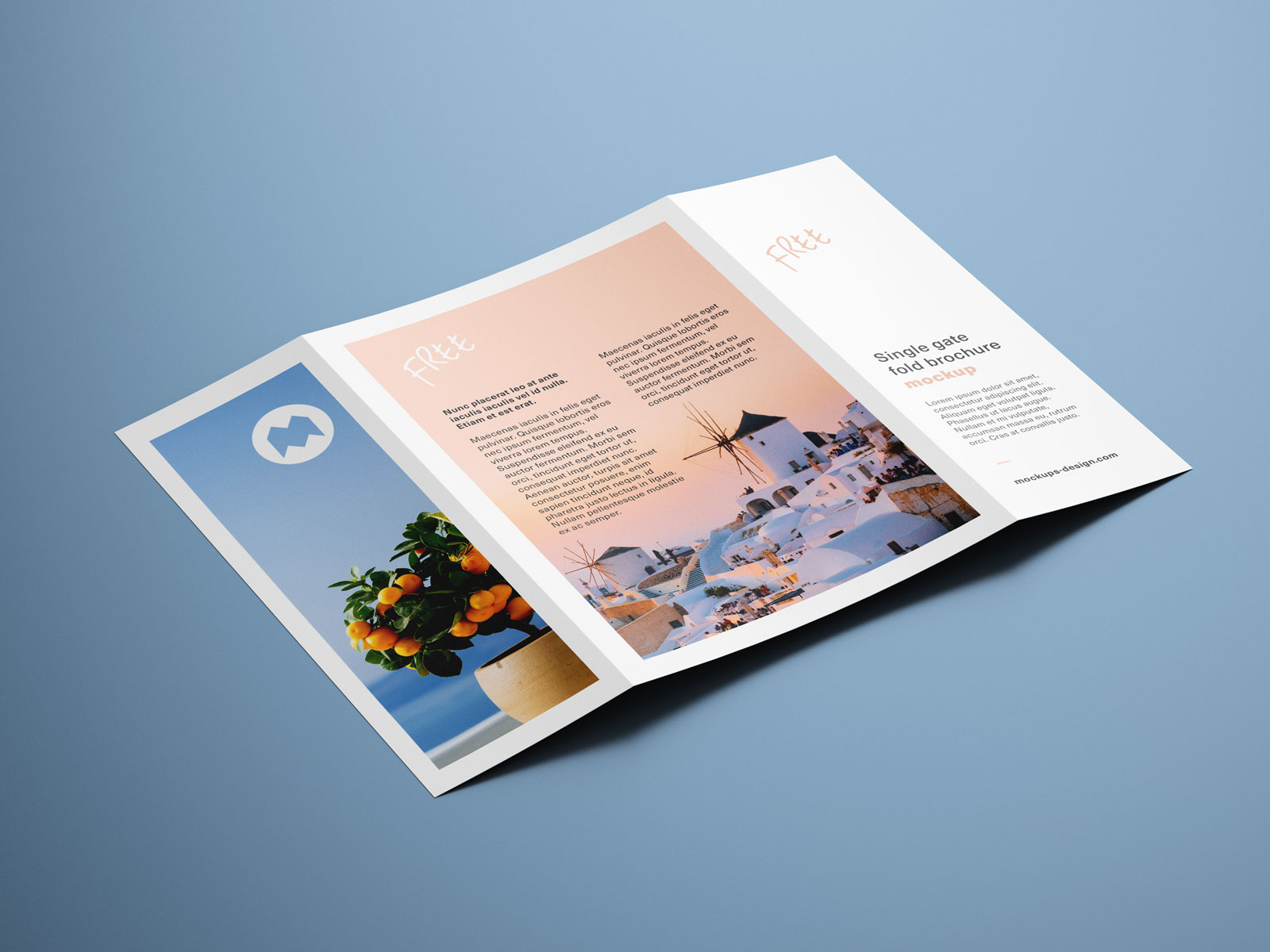 Free A4 SingleGate Fold Brochure Mockup PSD Set Good Mockups