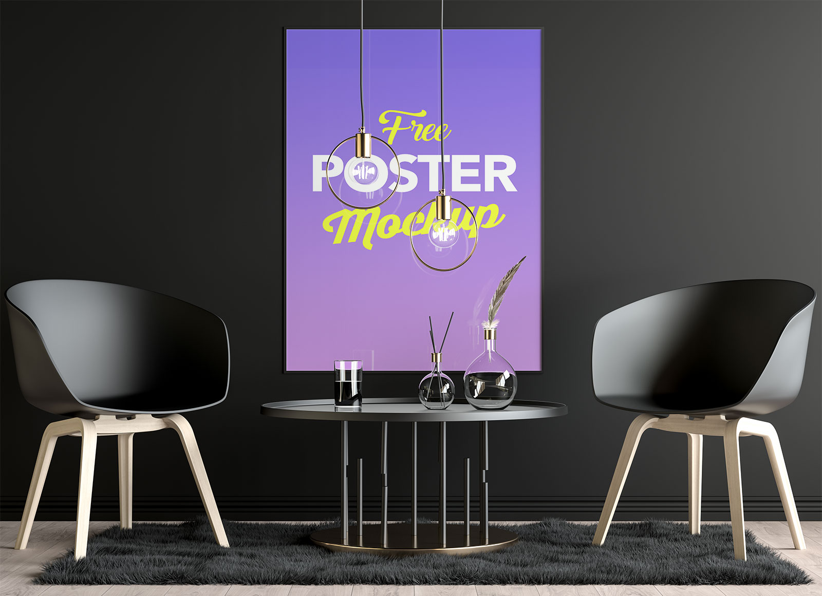 Free Wall Poster Canvas Mockup PSD