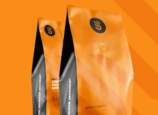 Free Aluminium Coffee Standing Pouch Packaging Mockup PSD (1)
